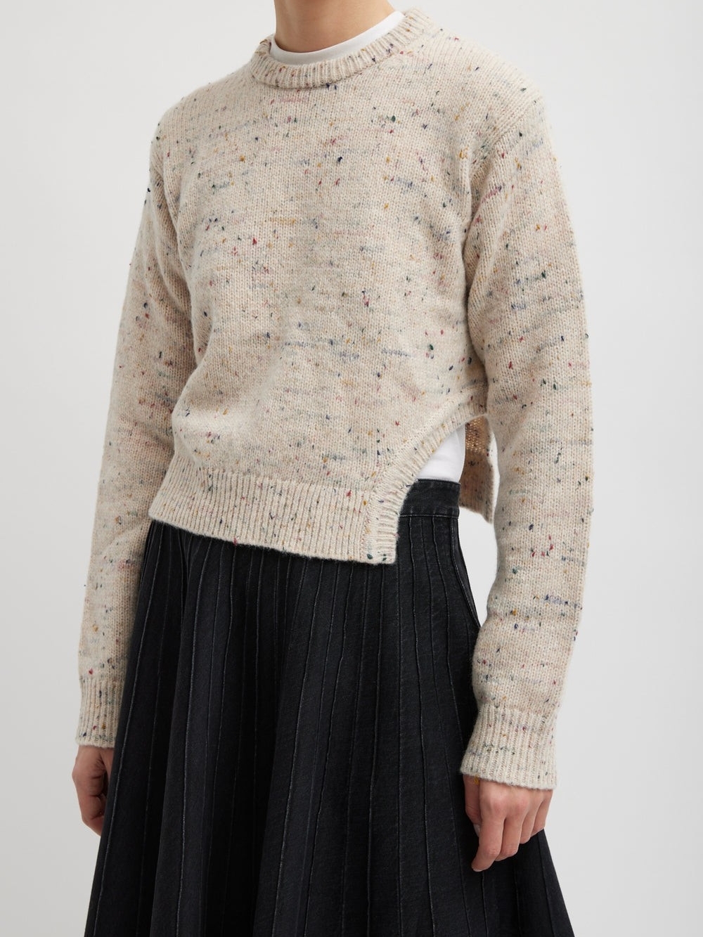 Tibi Cream Confetti Crewneck Sweater